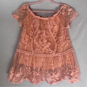 Entro Embroidered Lace Floral Top S